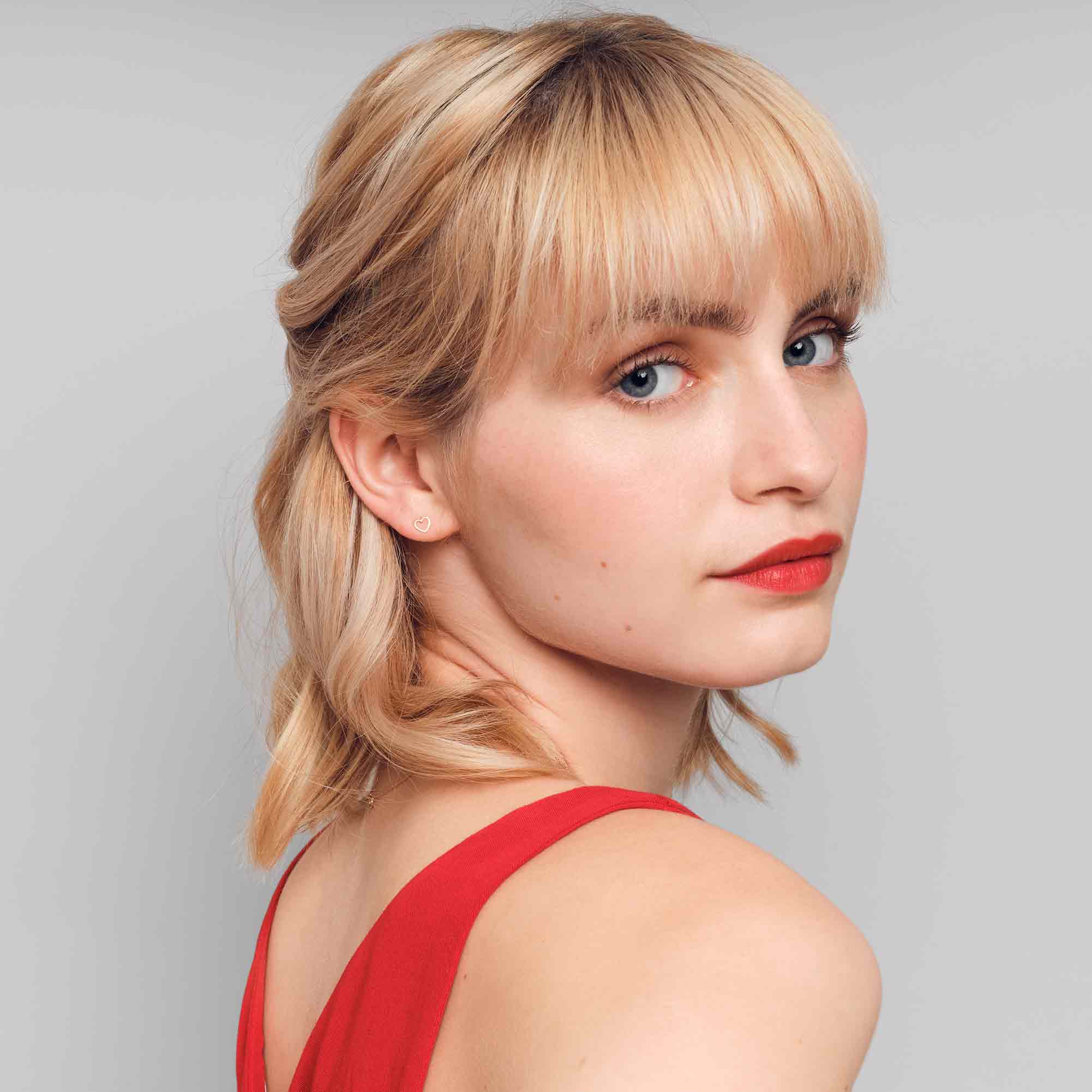 open heart stud | solid gold