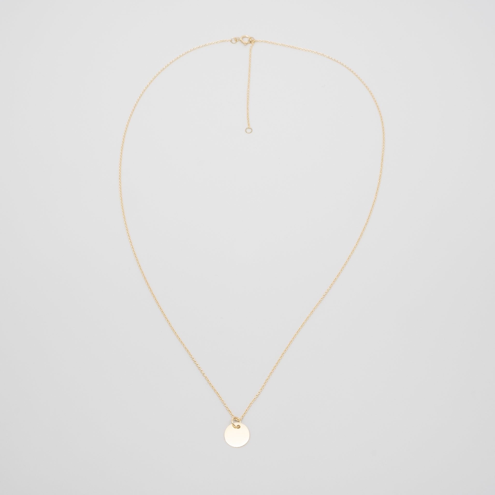 shiny disc necklace | solid gold - personalized