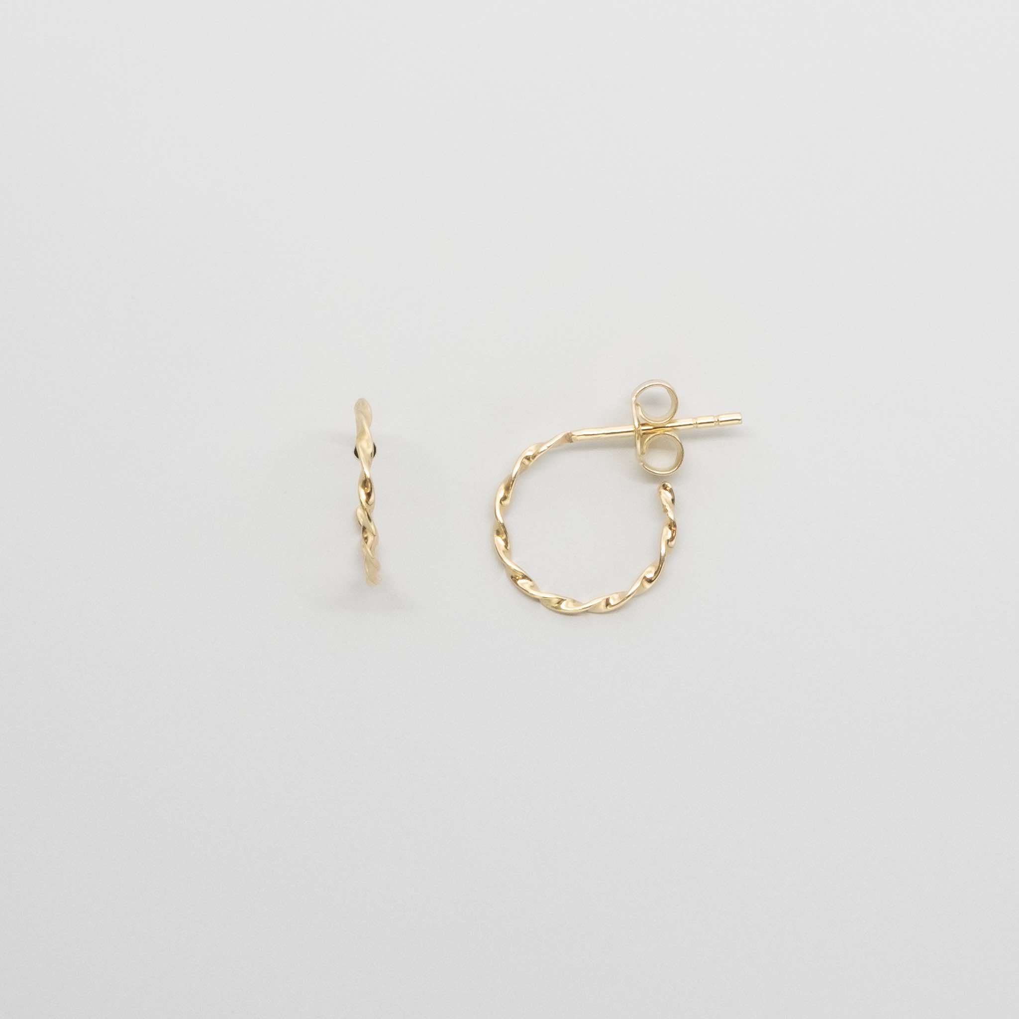 tiny twisted hoops | solid gold
