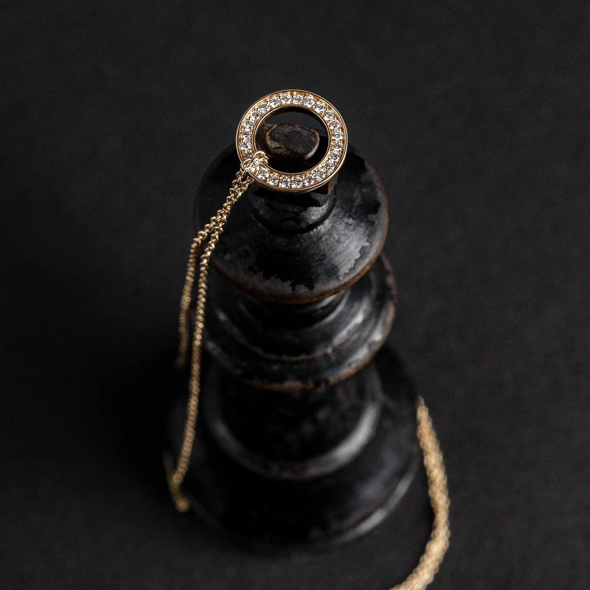 diamond disc necklace charm | solid gold