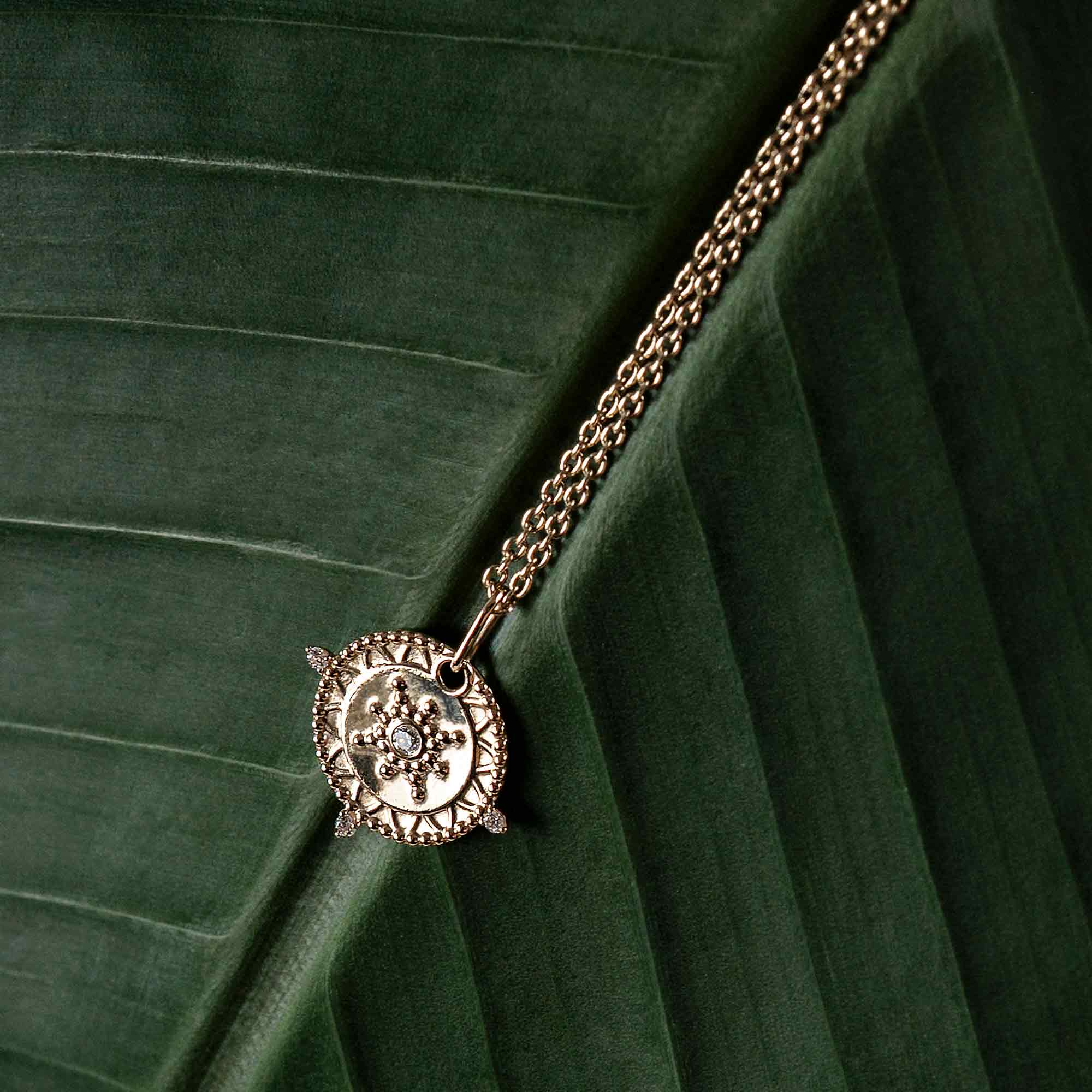 mystic diamond sun charm | solid gold