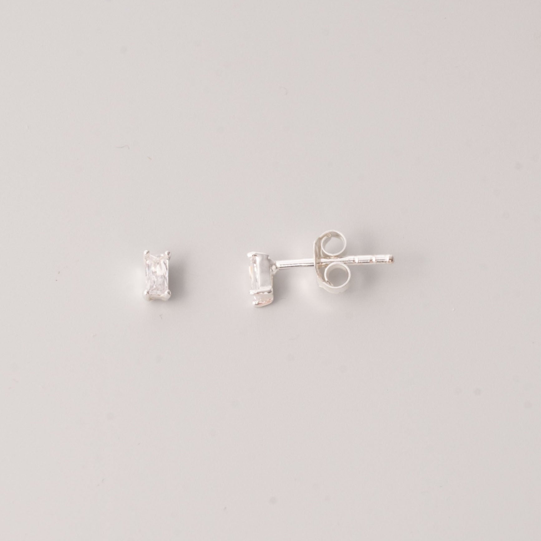 sparkle baguette studs silber