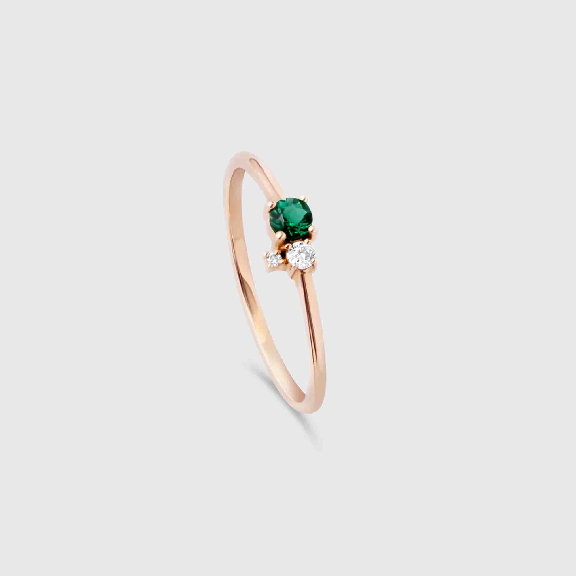 the trio emerald engagement ring | solid gold