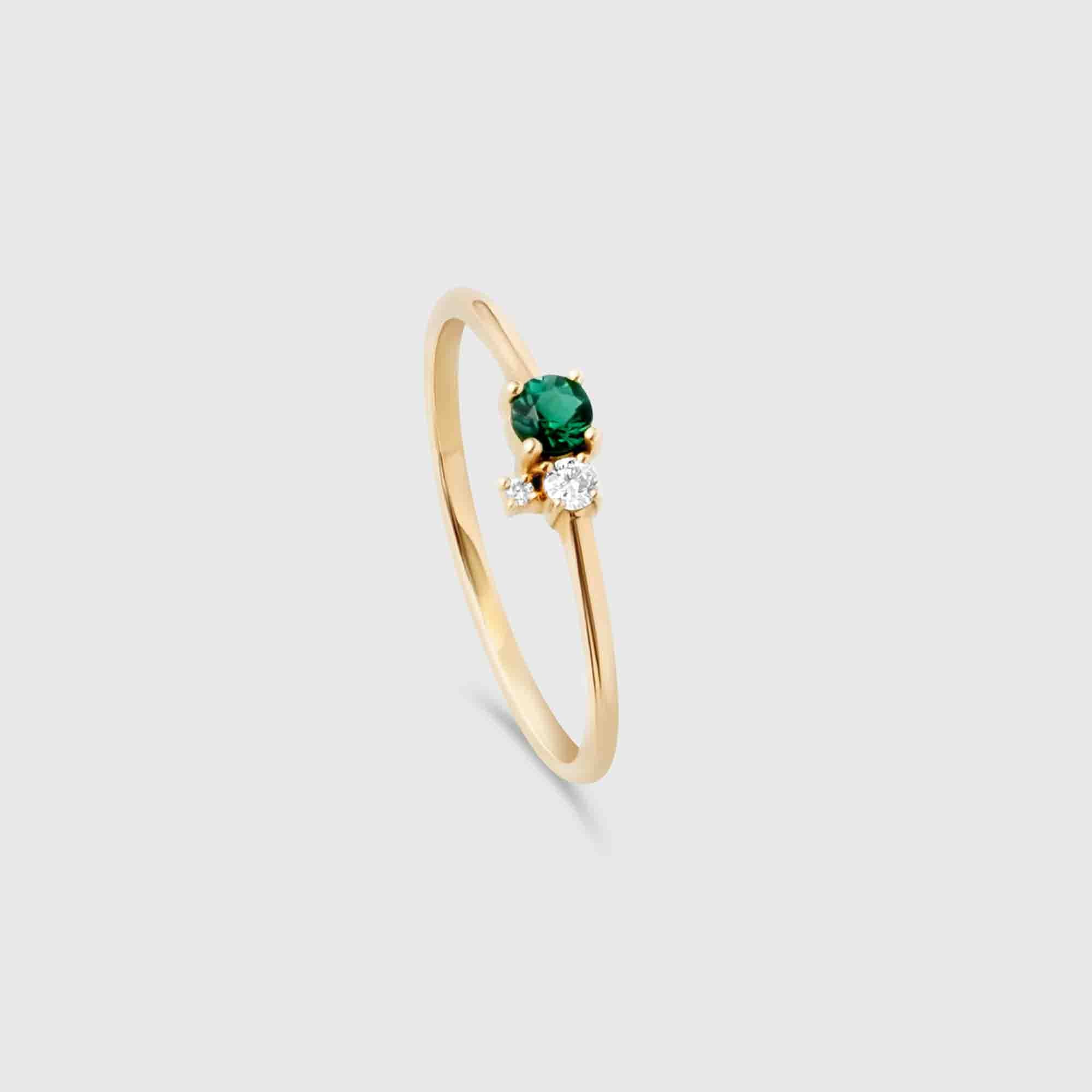 the trio emerald engagement ring | solid gold
