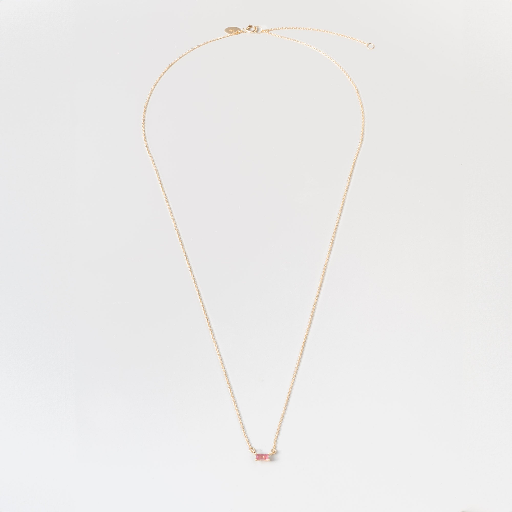 colored baguette necklace | solid gold