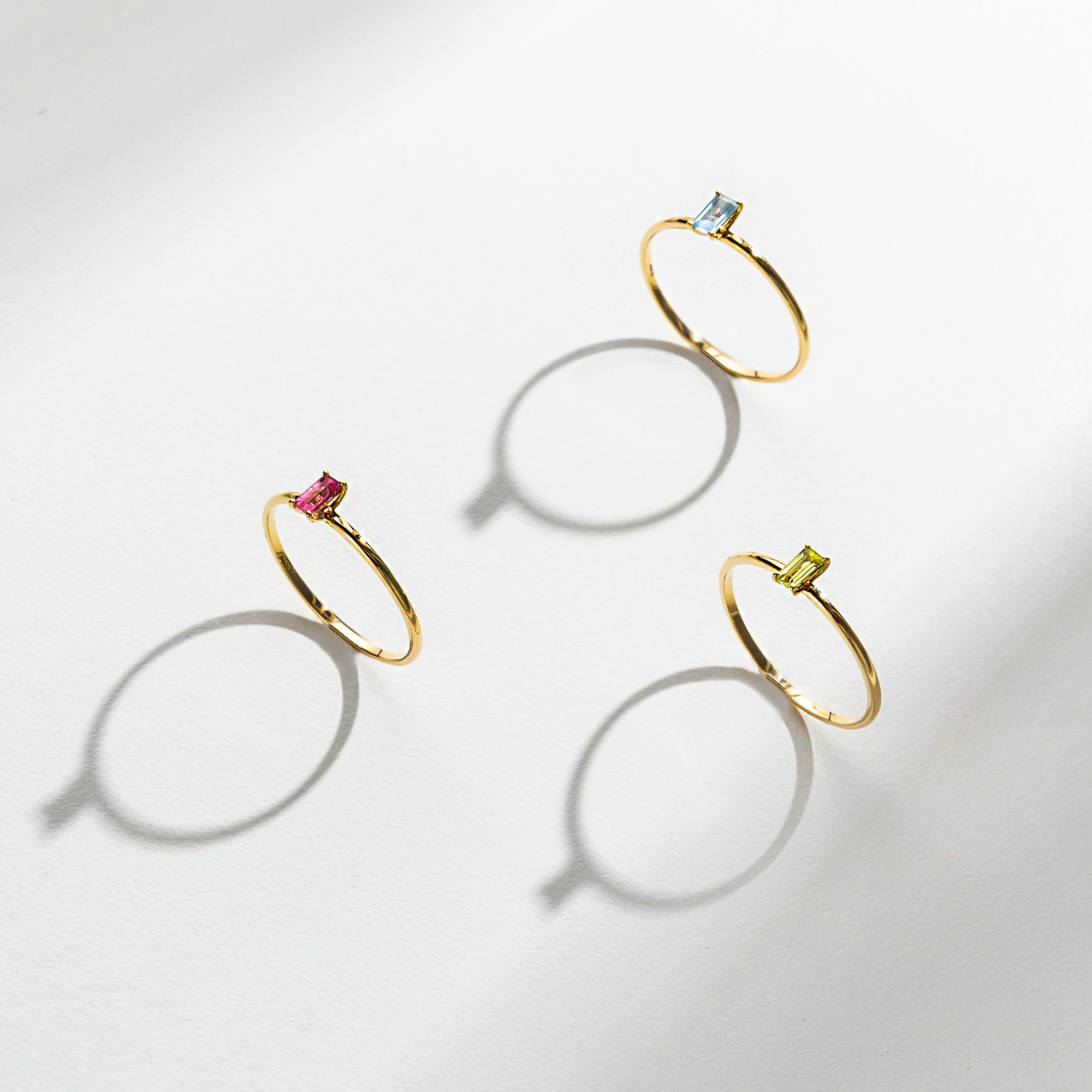 colored baguette ring | solid gold