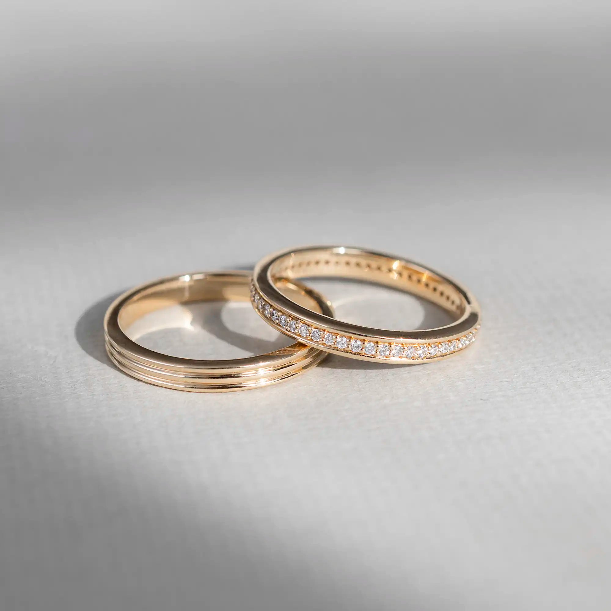 Ehering - triple line diamond wedding band | solid gold