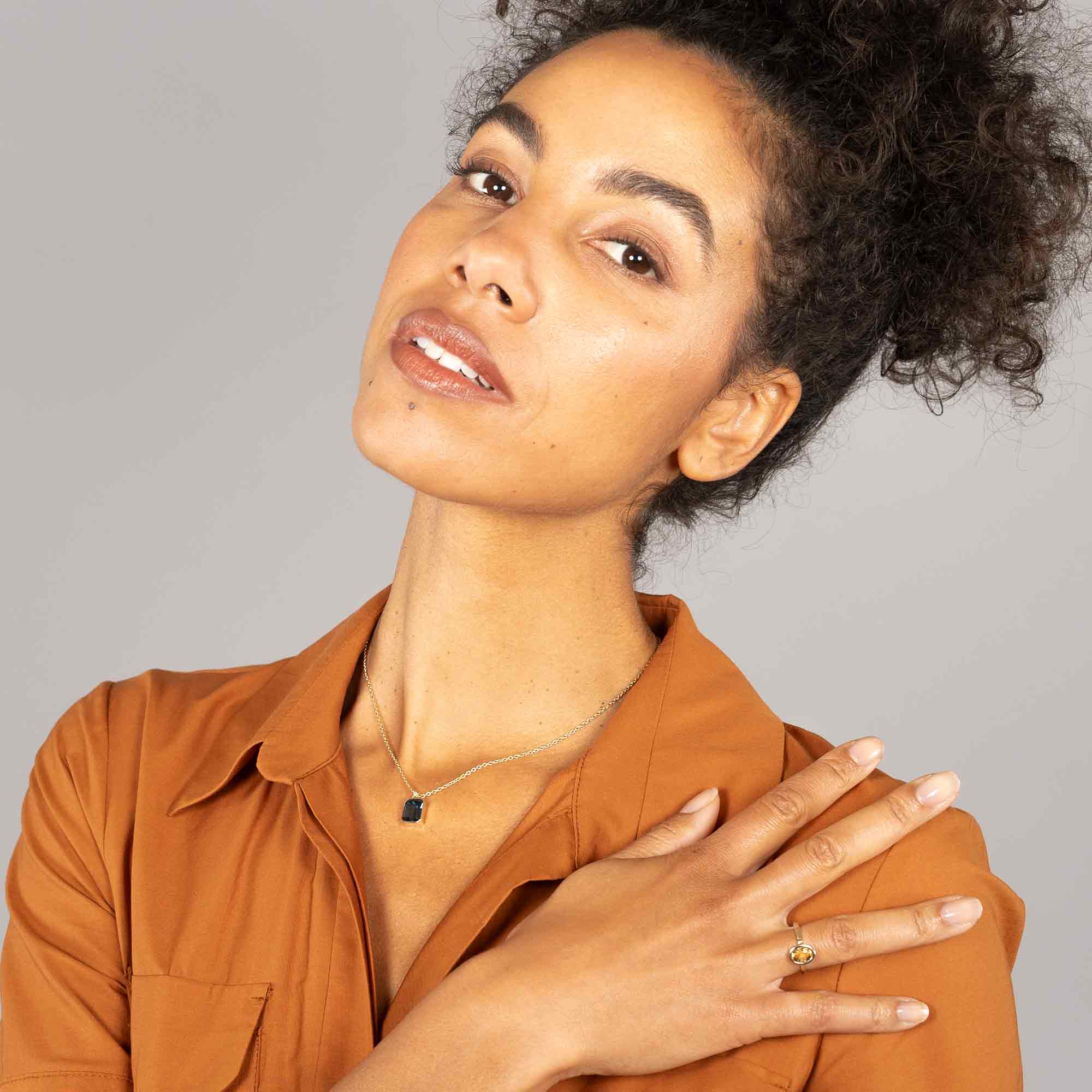 necklace charm blue topaz solid gold worlds origins wolfgang joop