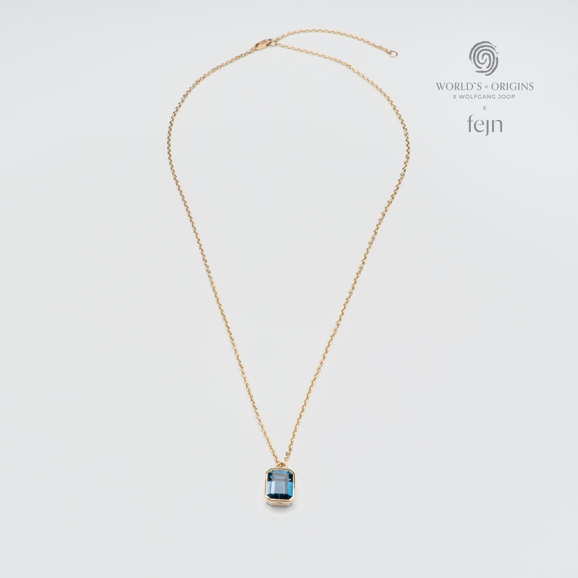 Echtgoldkette mit blue topaz Anhänger worlds origins wolfgang joop