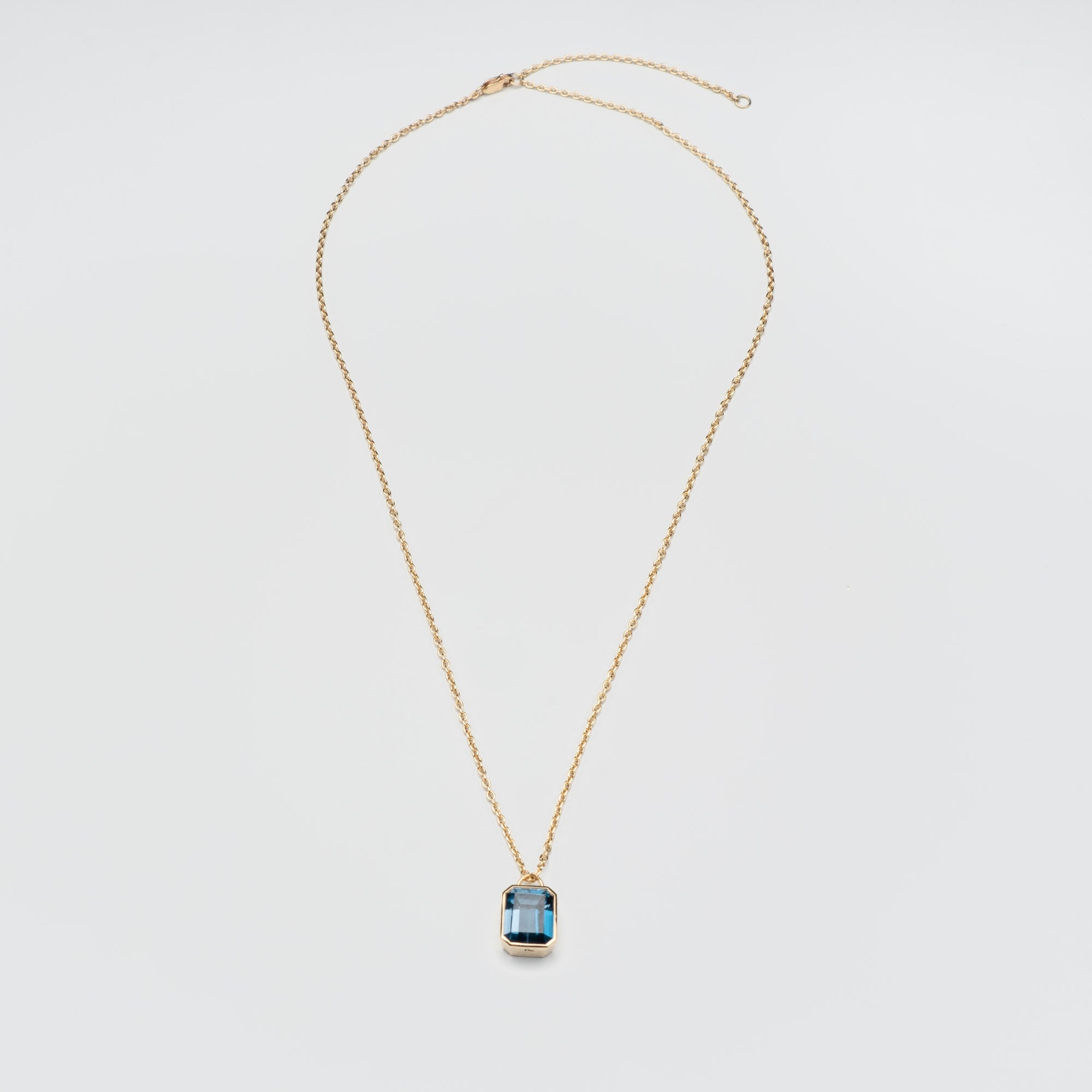 Goldkette mit Anhänger Edelstein Blauer Topaz Echtold 