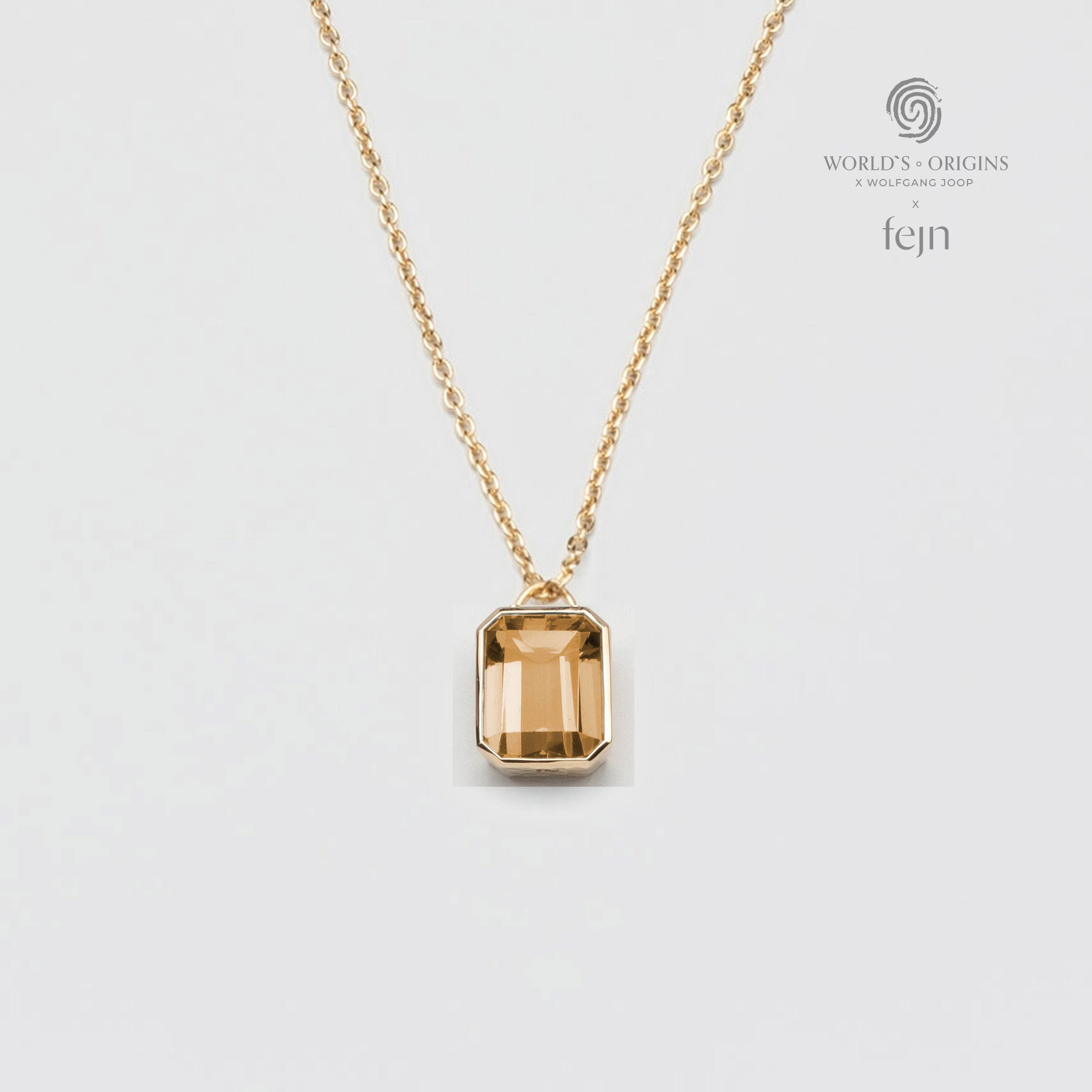 Echtgoldkette mit Citrin Anhänger worlds origins wolfgang joop