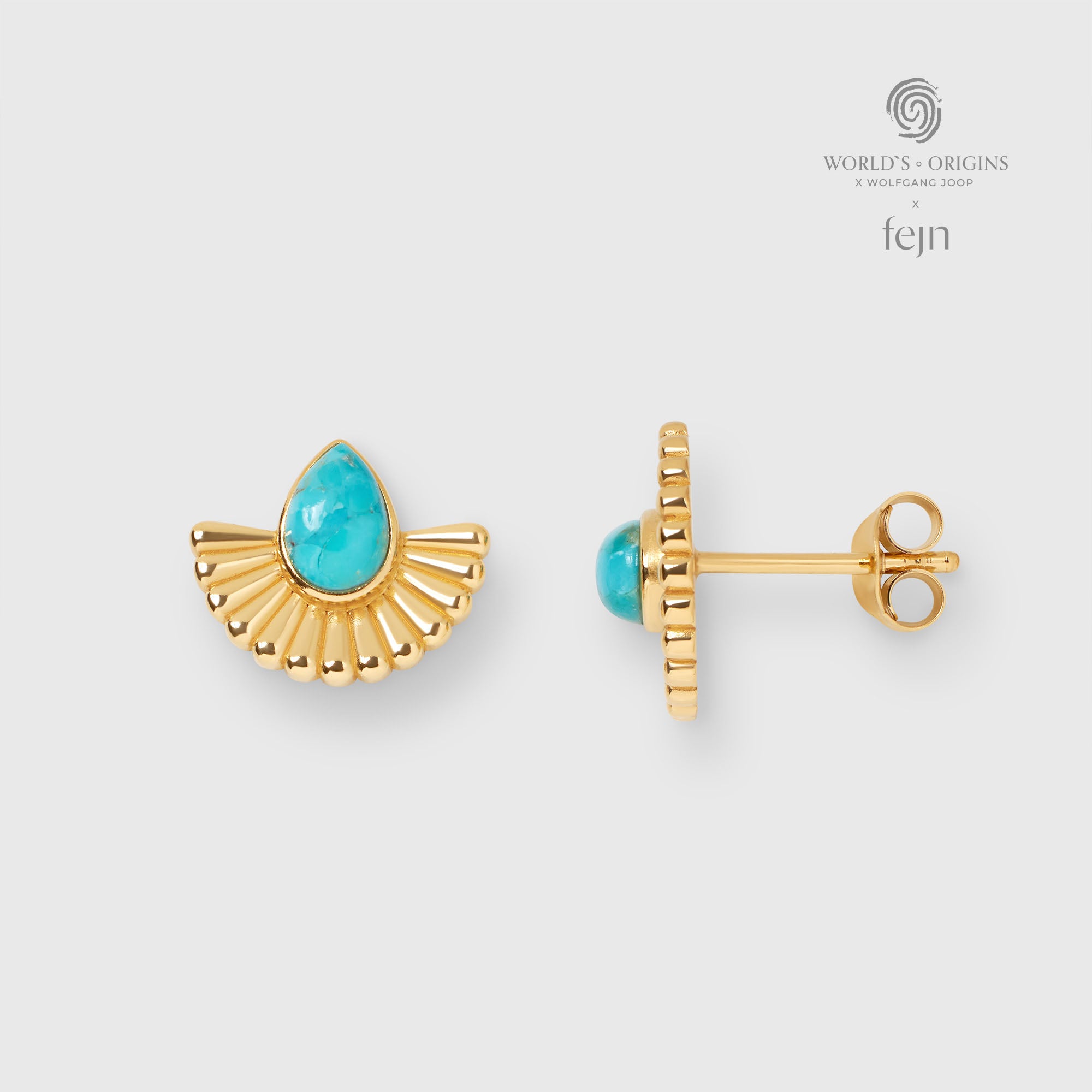 Ohrstecker halbe Sonne mit Türkis worlds origins wolfgang joop