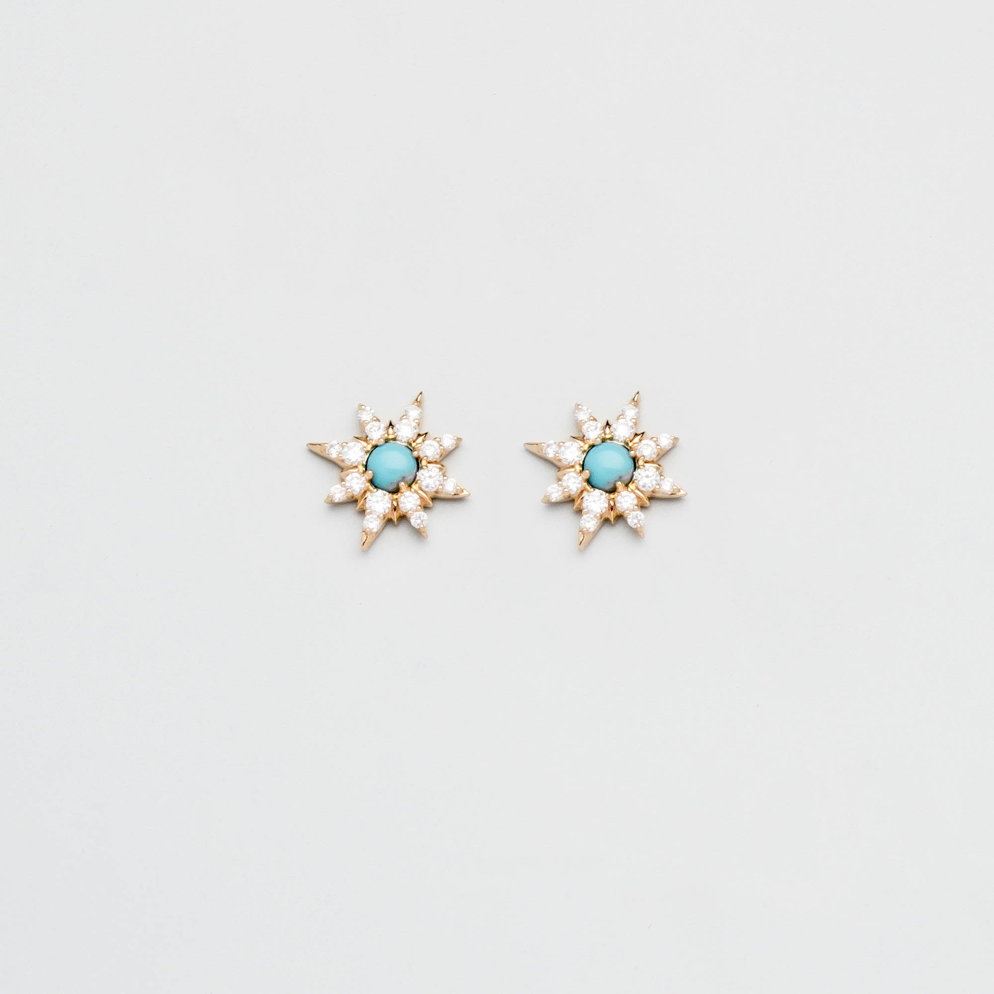 diamond & turquoise sun stud | solid gold