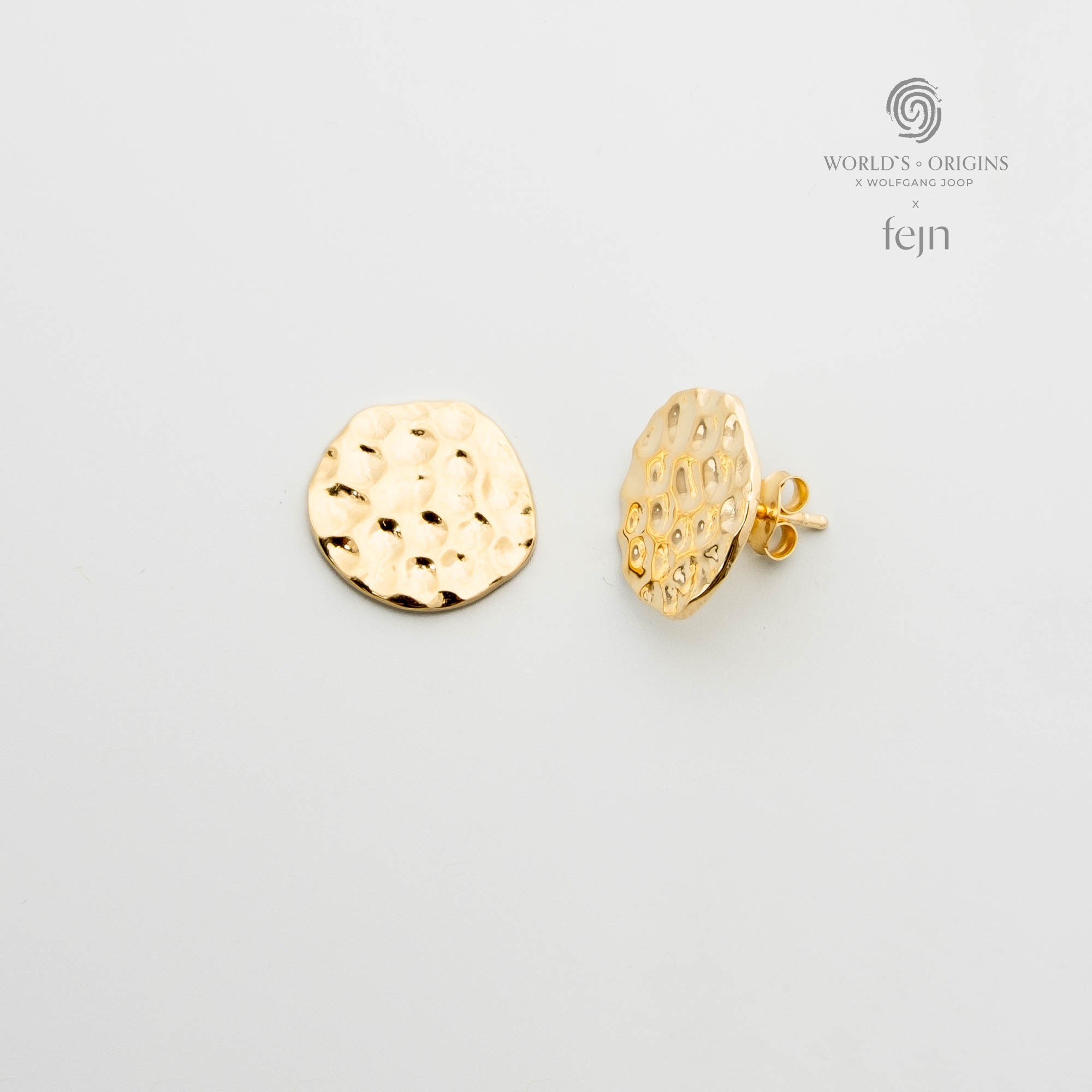 Ohrstecker gehämmert round hammered stud gold worlds origins wolfgang joop
