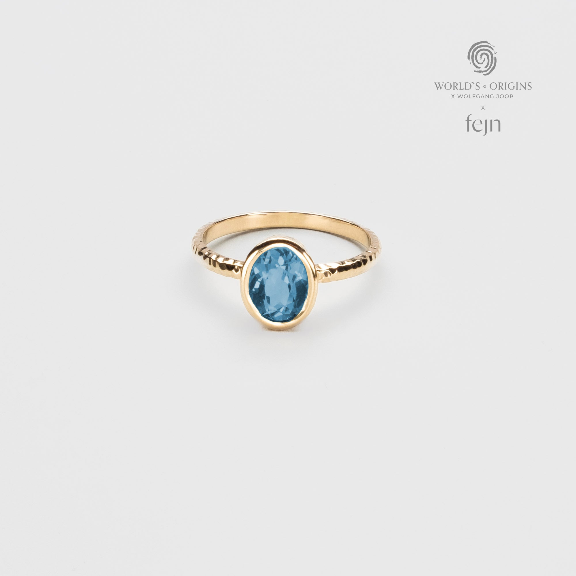 Echtgold Ring gehämmert blue topaz worlds origins wolfgang joop