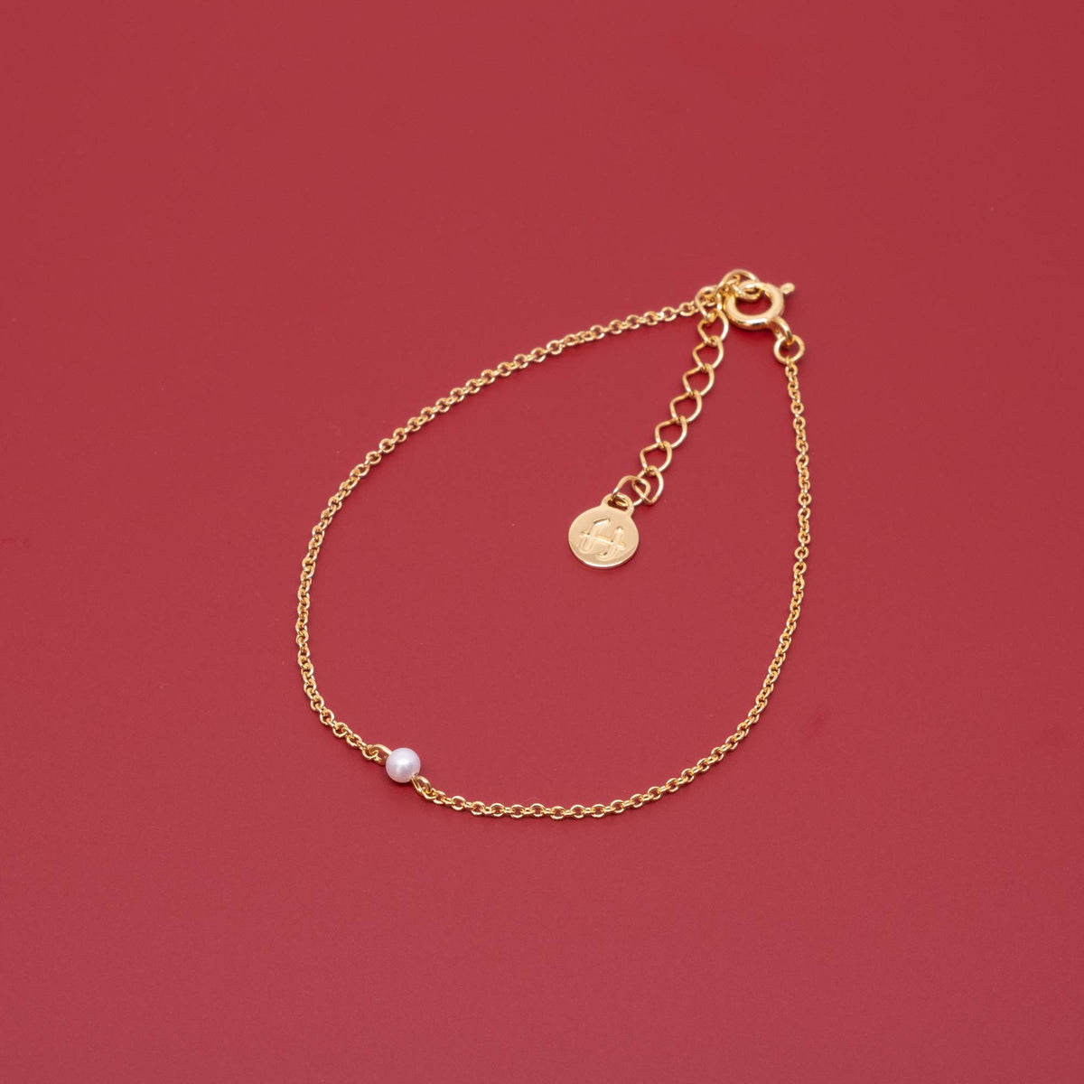 Zartes Armband Single Pearl Bracelet in Gold fejn jewelry