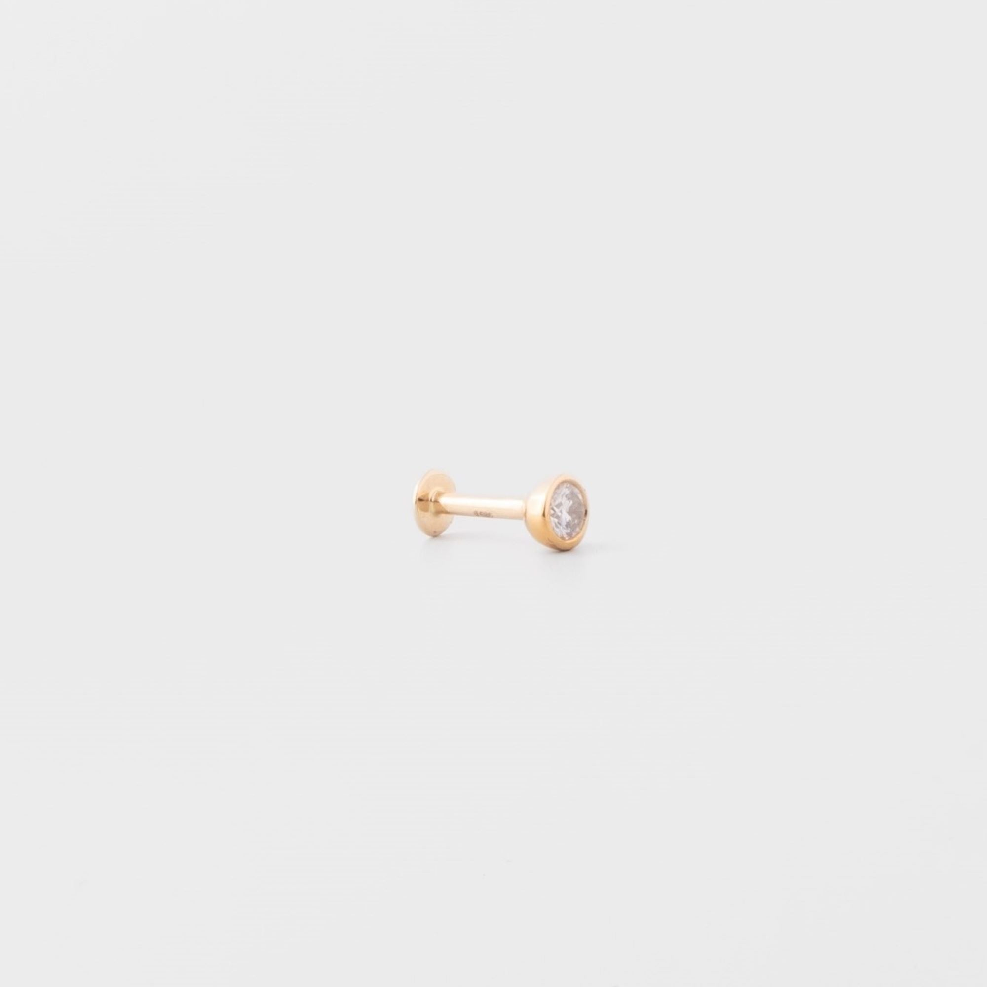 bezel diamond helix stud | solid gold