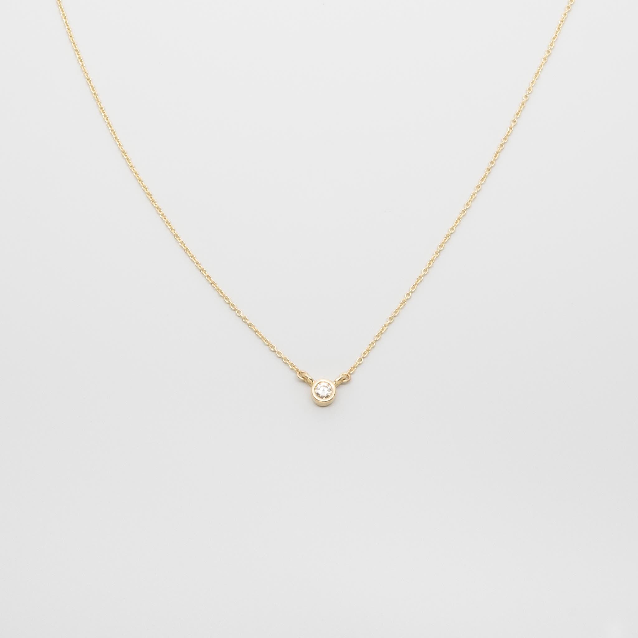 tiny diamond necklace | solid gold