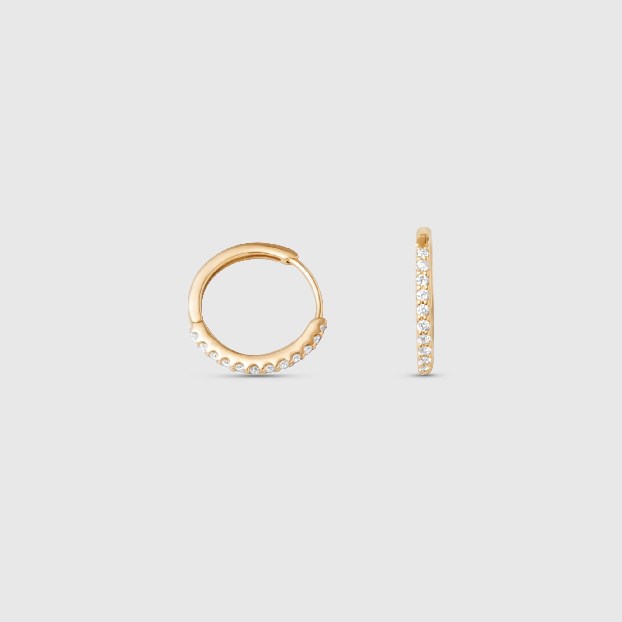new diamond huggie | solid gold