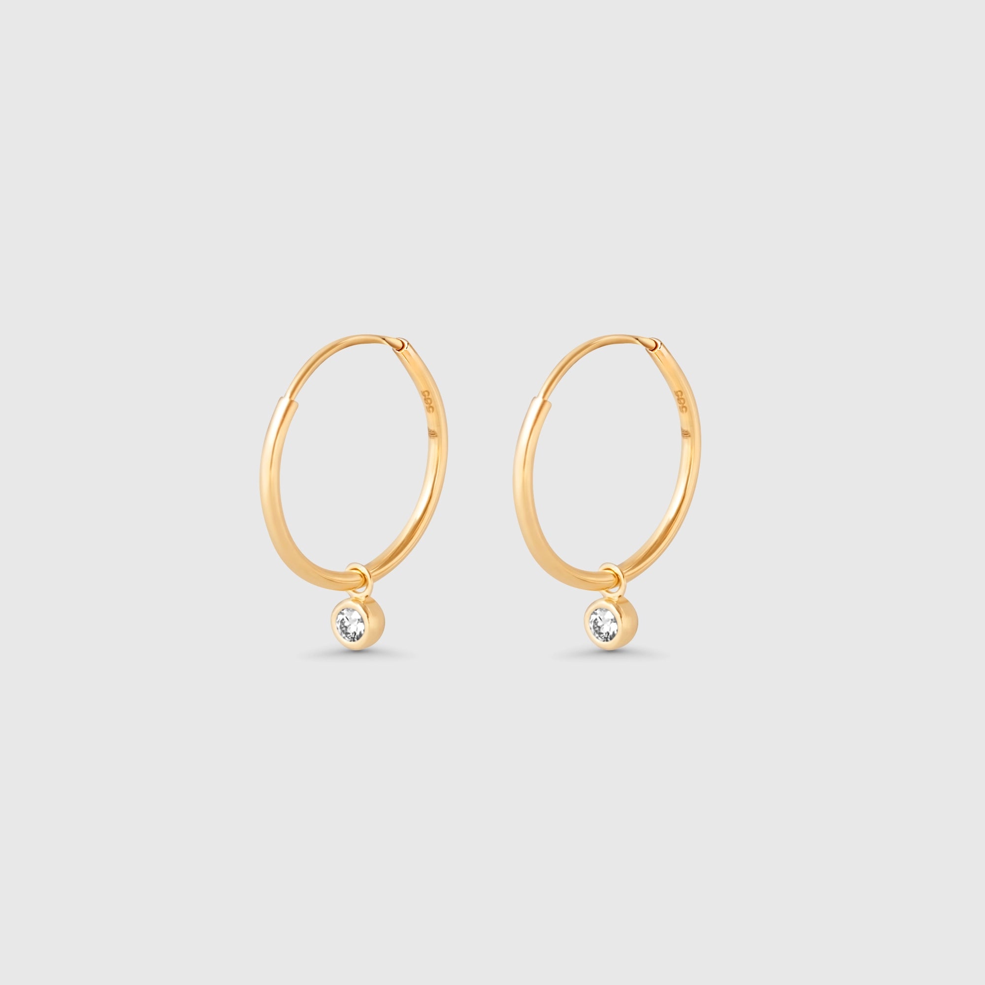 diamond hoop charm | solid gold