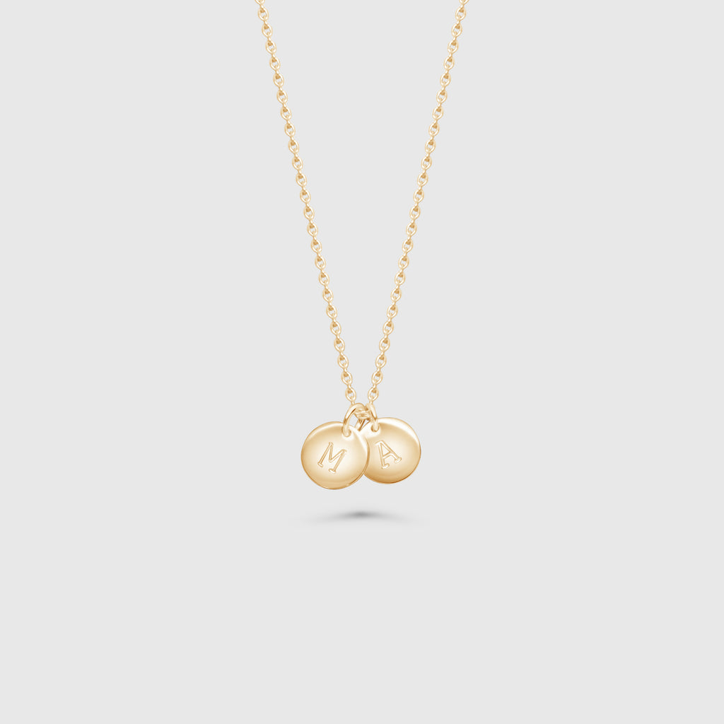 shiny disc necklace - M/L - personalized initials