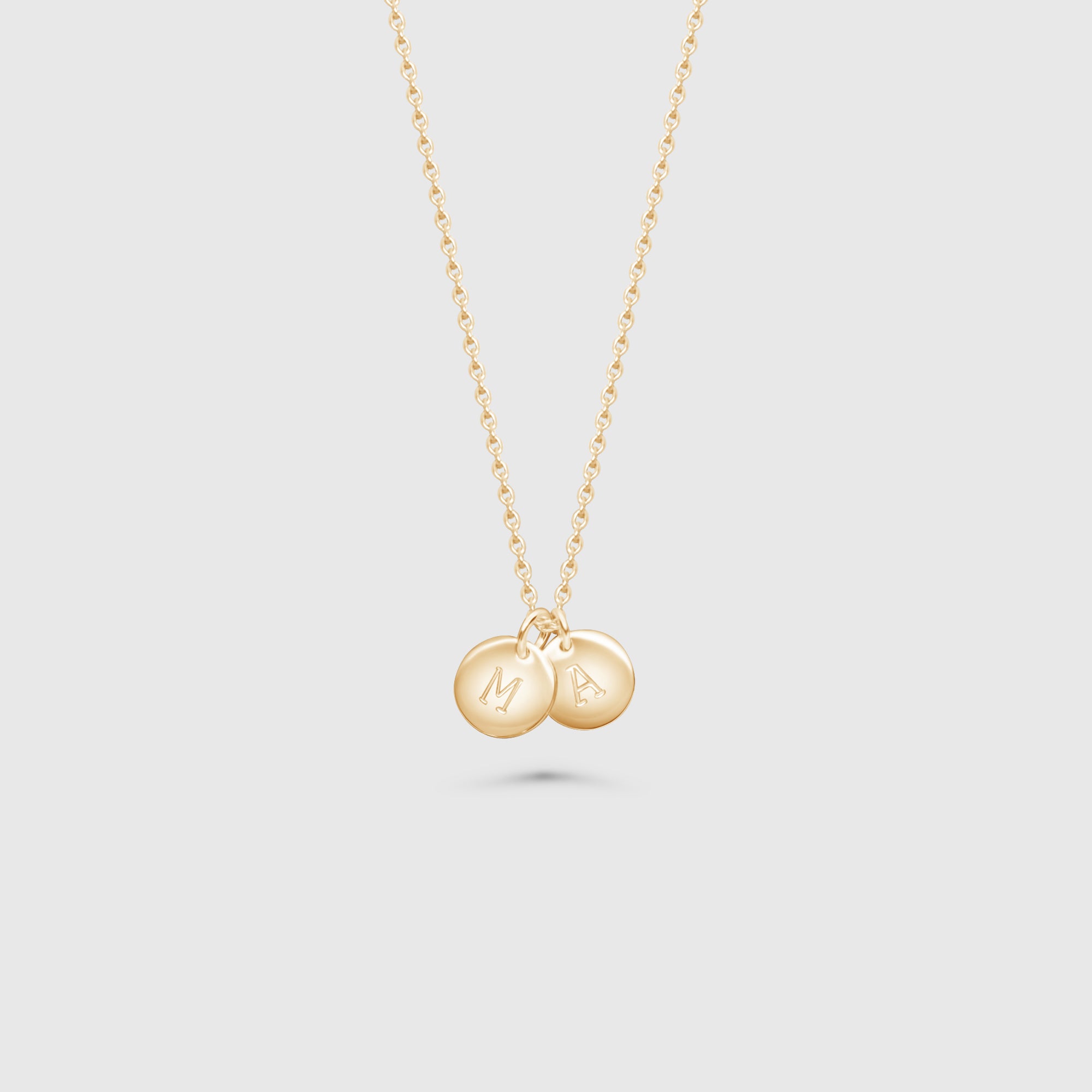shiny disc necklace - M/L - personalized initials