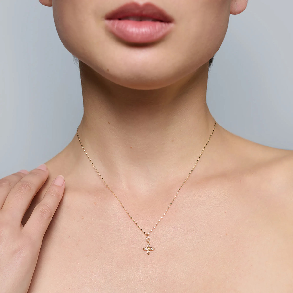 diamond flower charm | solid gold