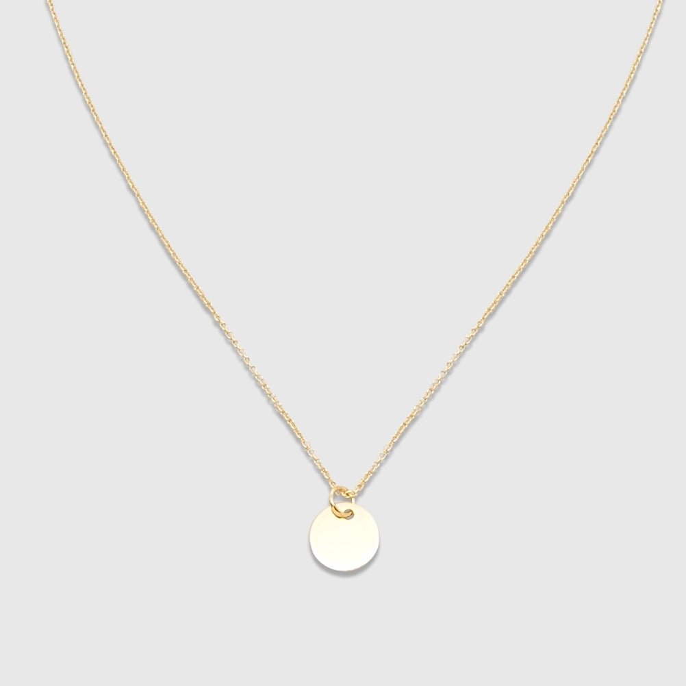 shiny disc necklace | solid gold