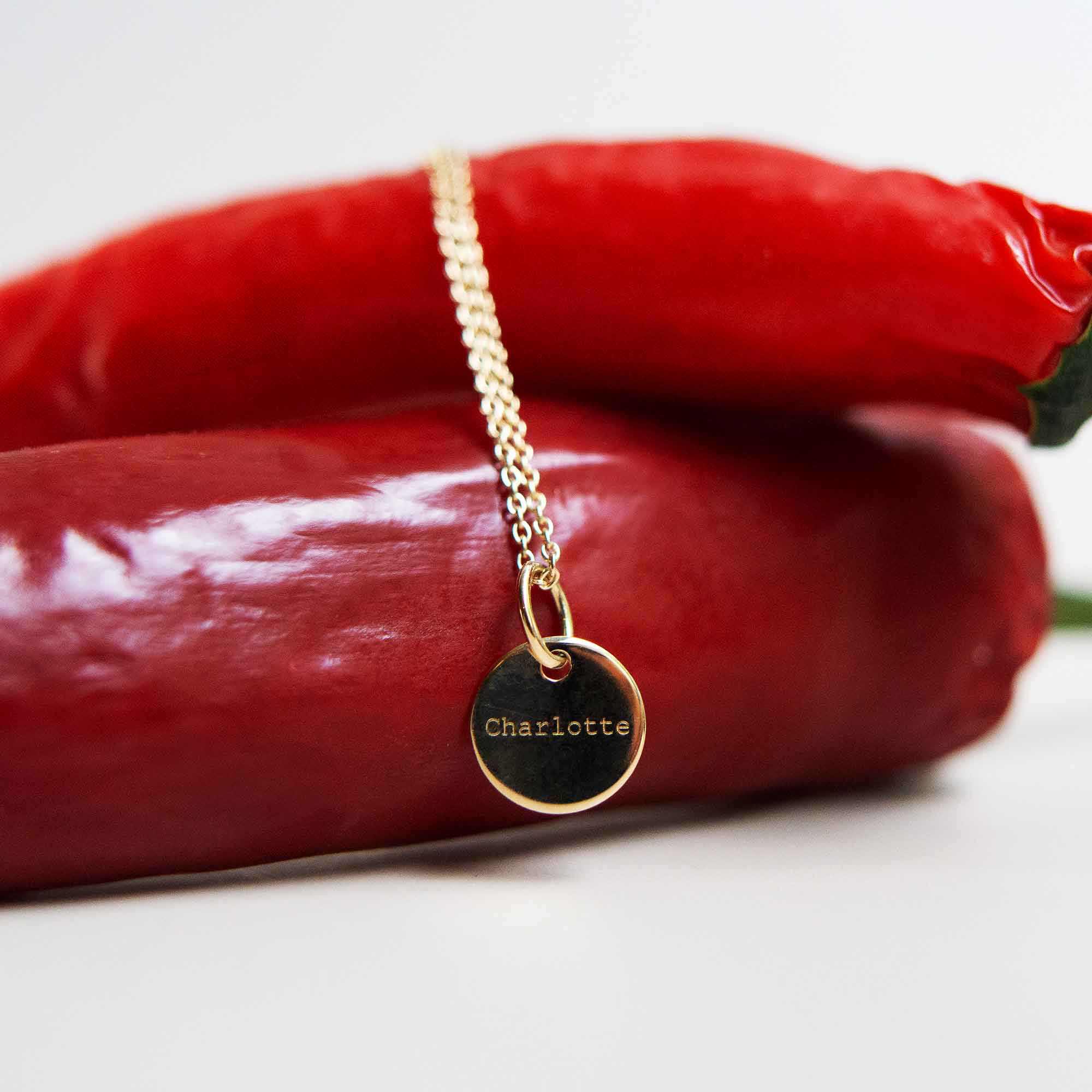 shiny disc necklace | solid gold - personalized