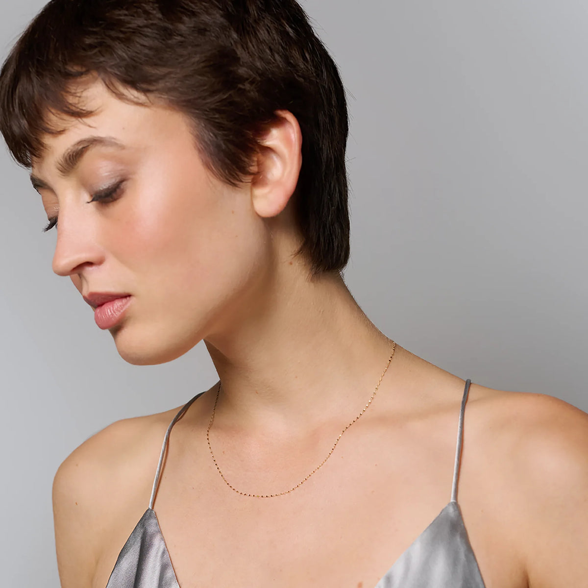 tiny anchor chain necklace | solid gold