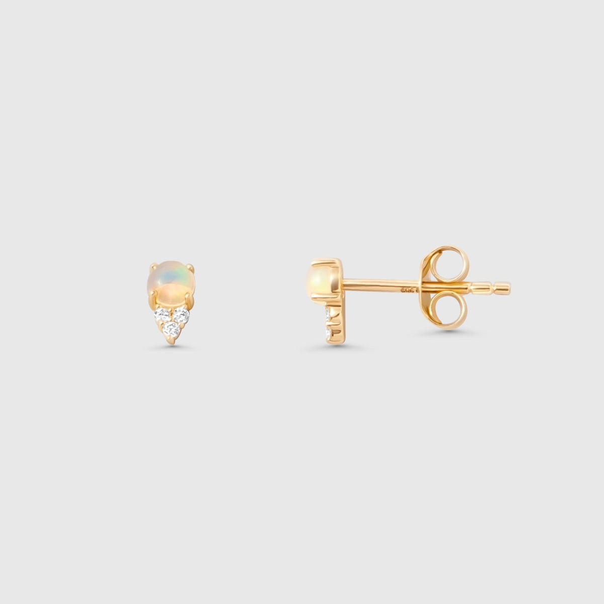 opal diamond studs | solid gold