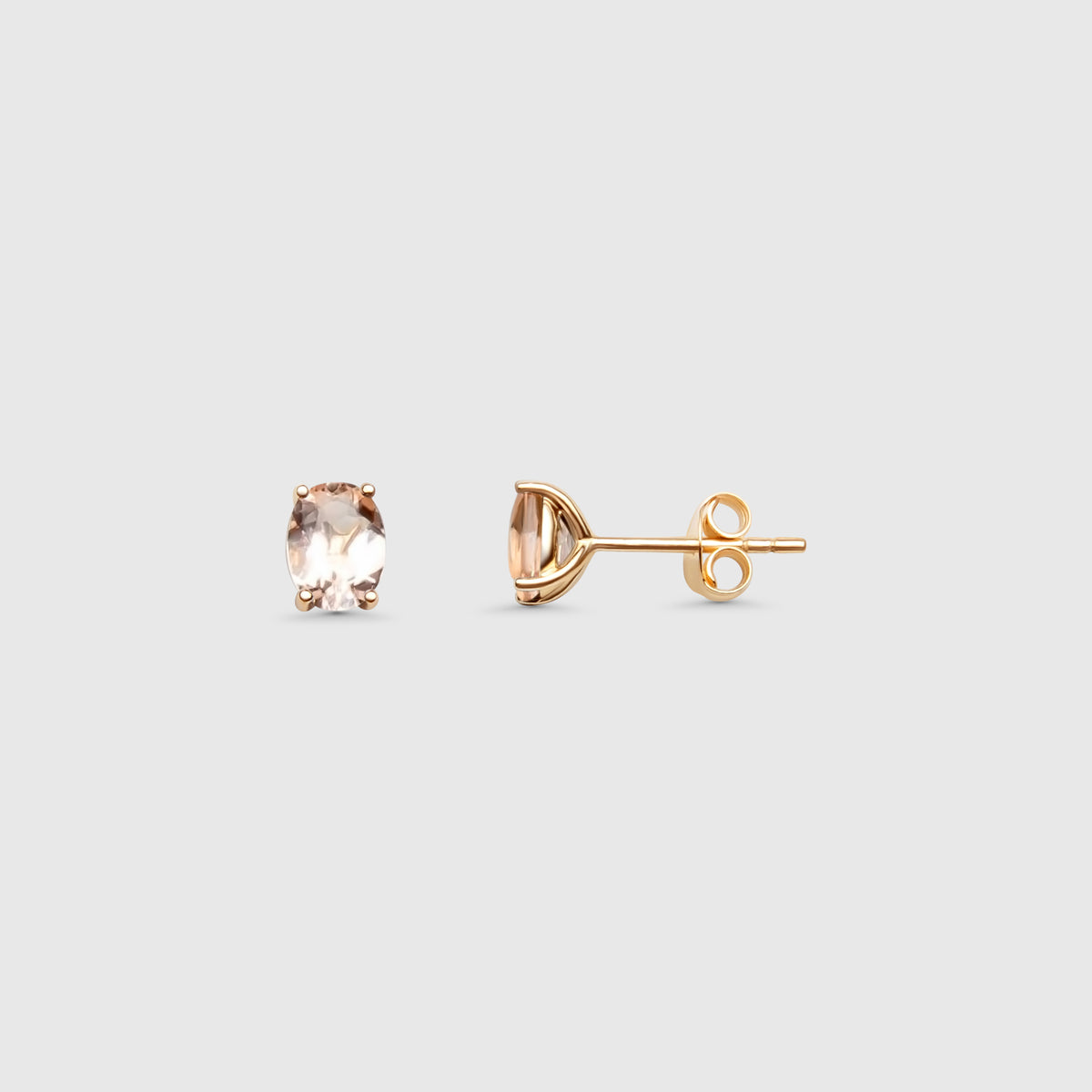 oval morganite stud | solid gold