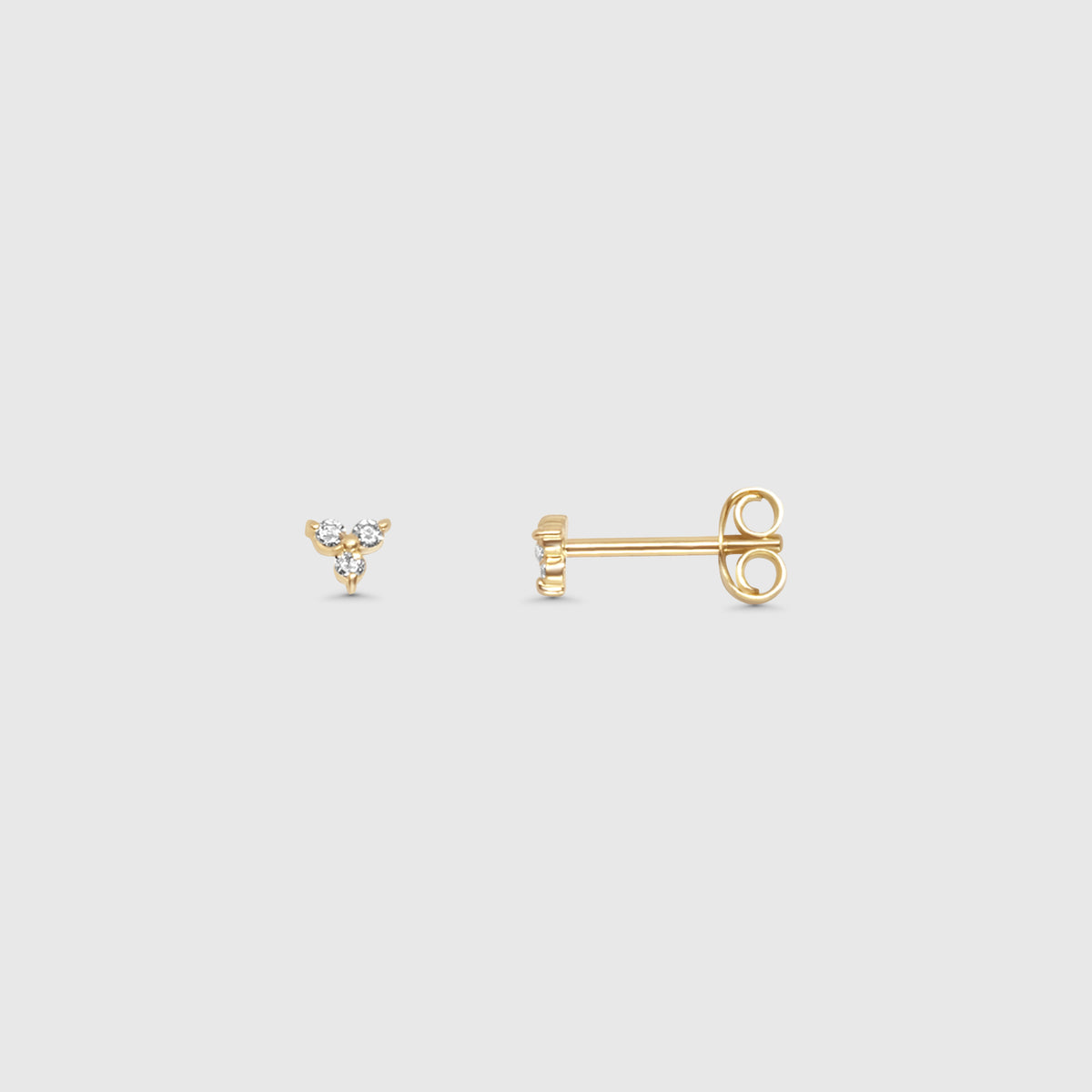 triple diamond stud | solid gold