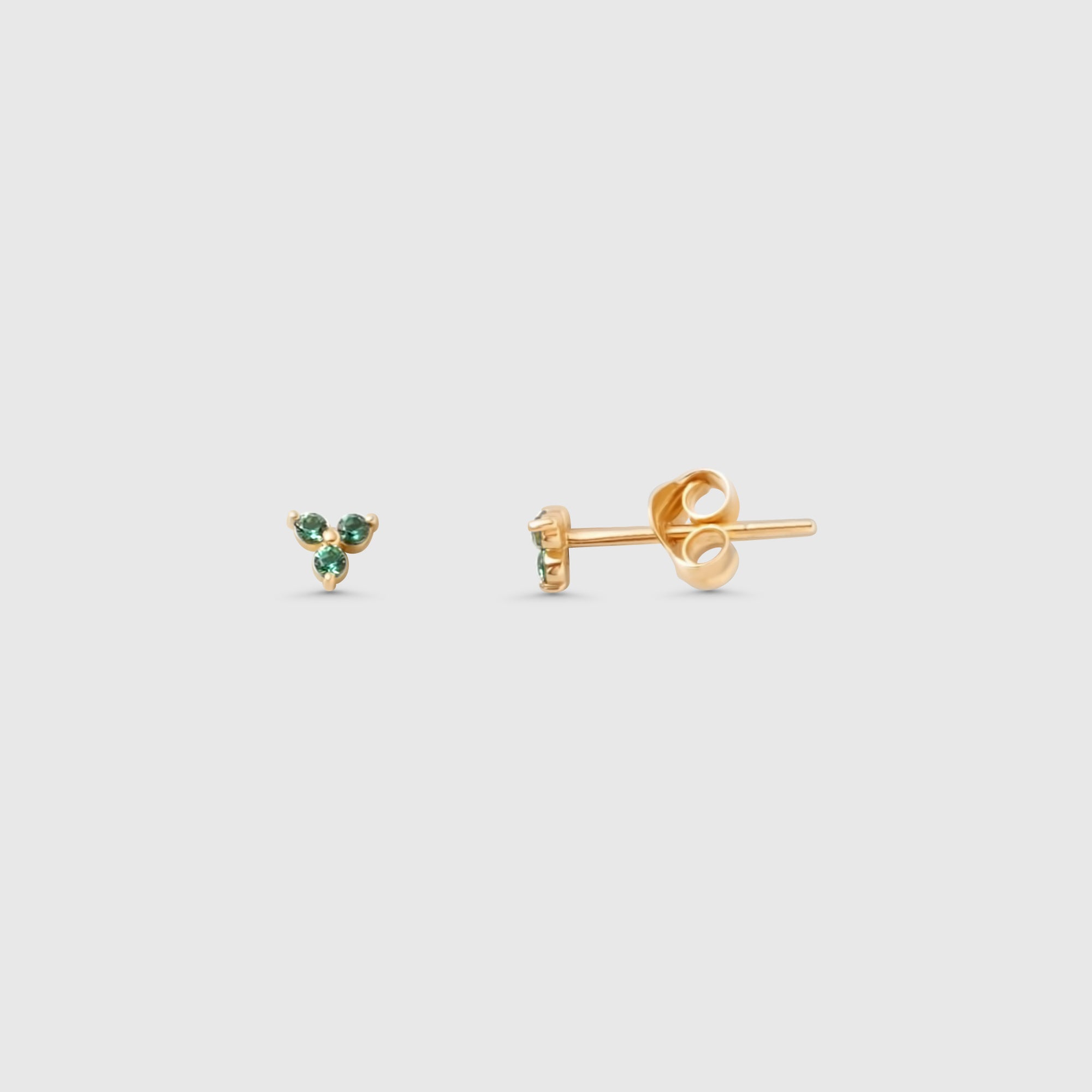 triple emerald studs | solid gold