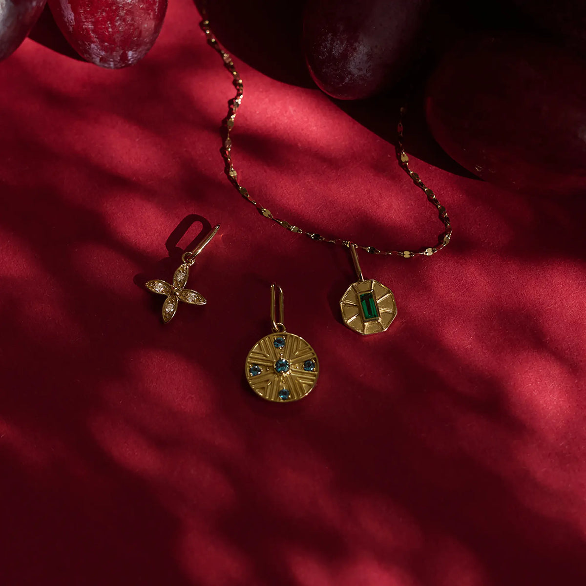 diamond flower charm | solid gold
