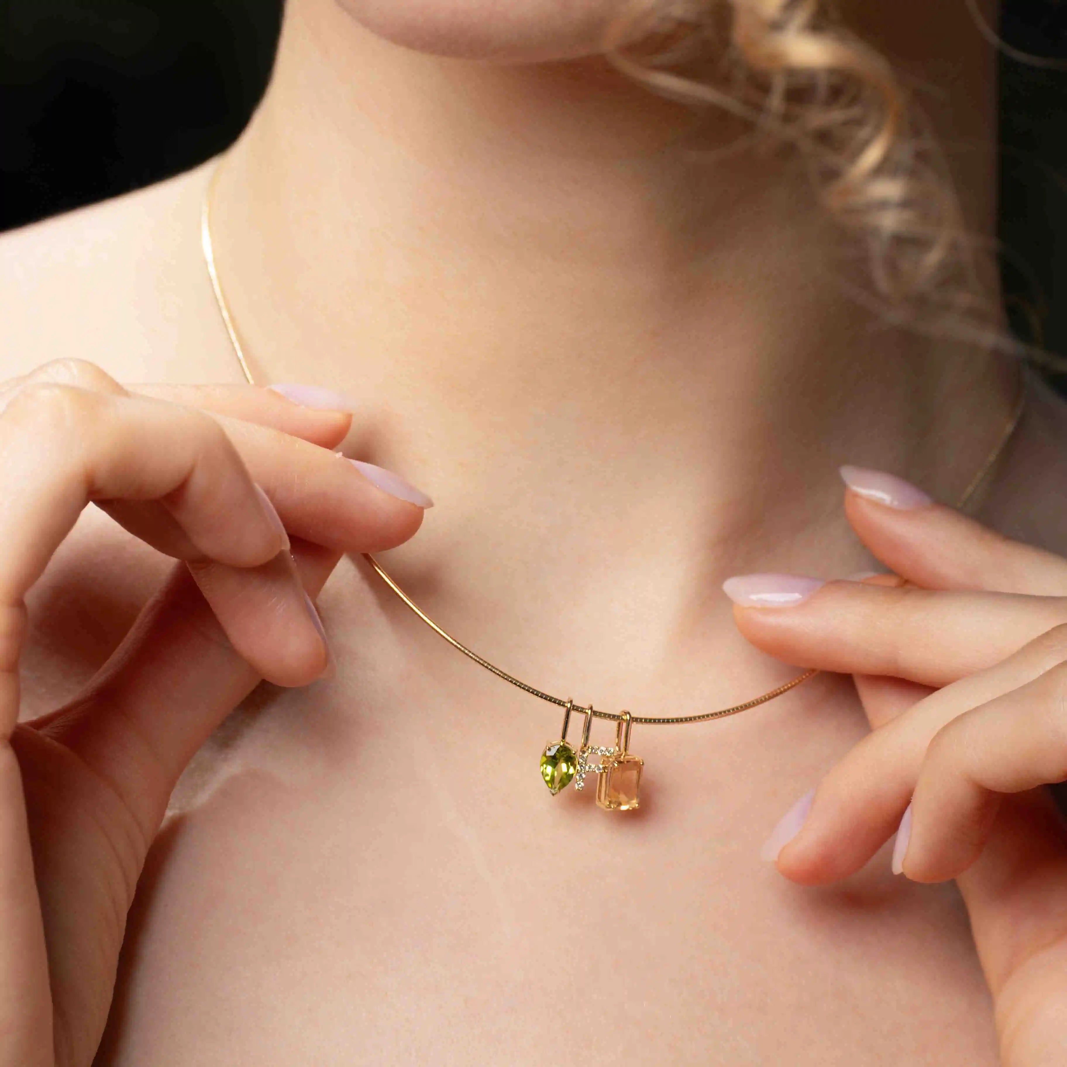 birthstone necklace charm | solid gold