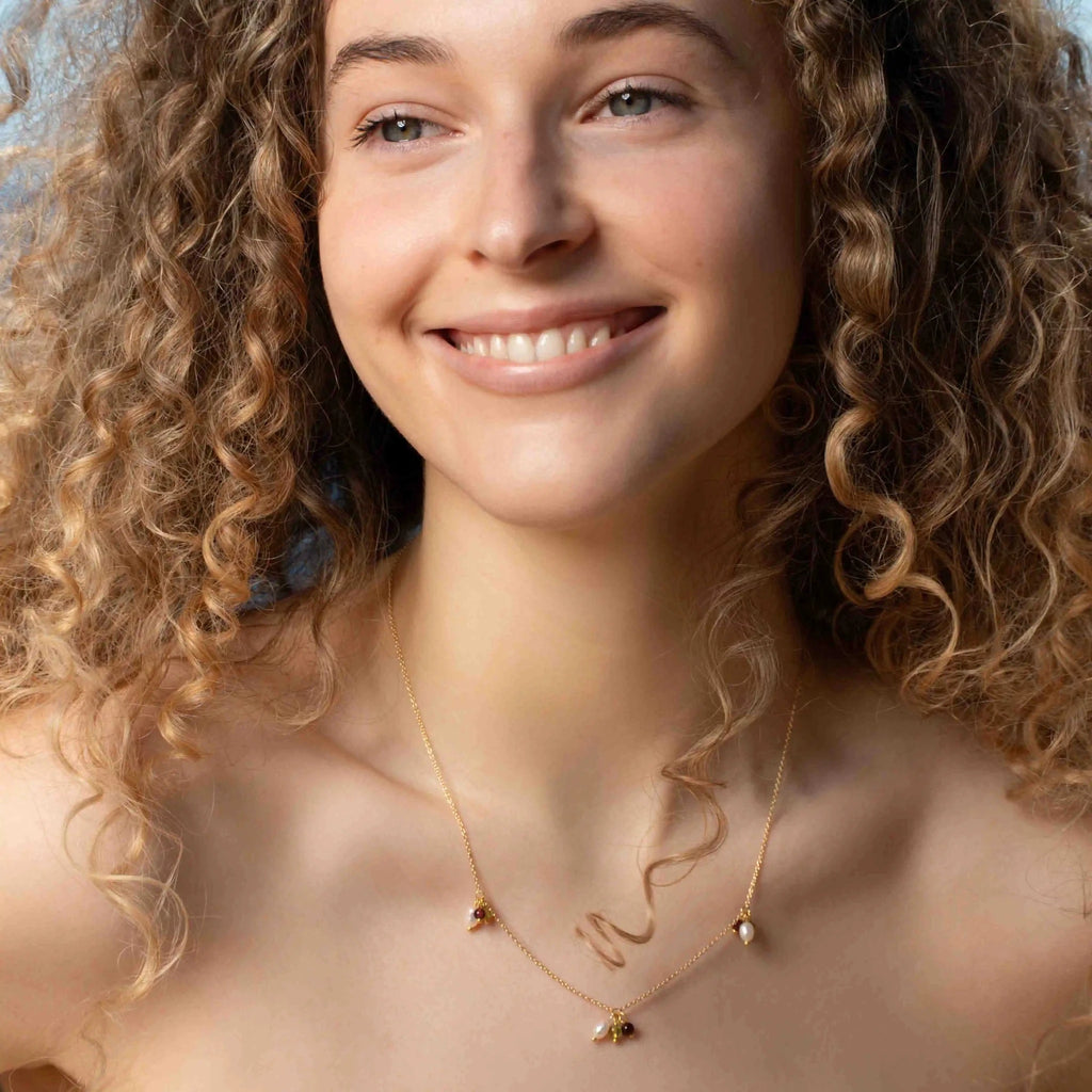 triple gemstone necklace M/L