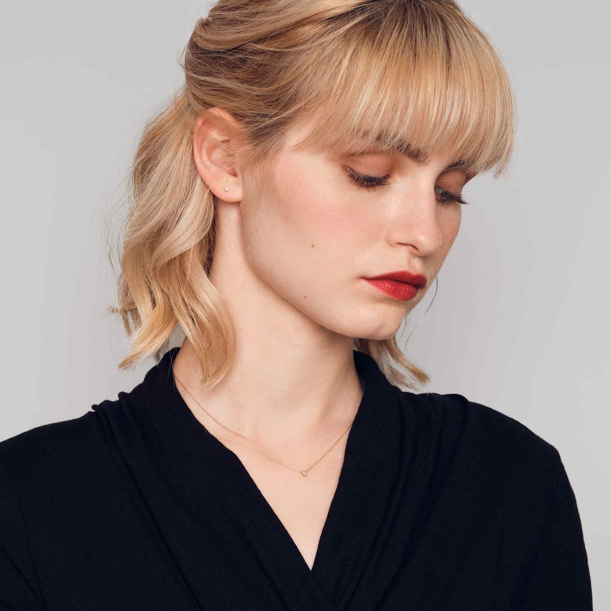 tiny diamond necklace | solid gold