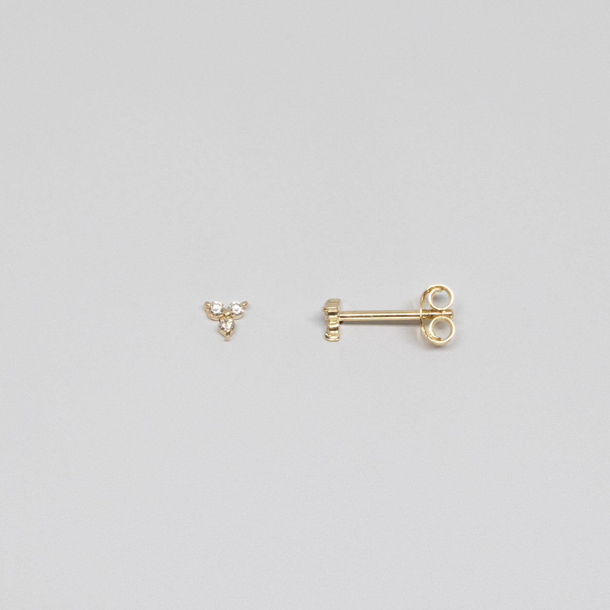 triple diamond stud | solid gold