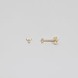 triple diamond stud | solid gold