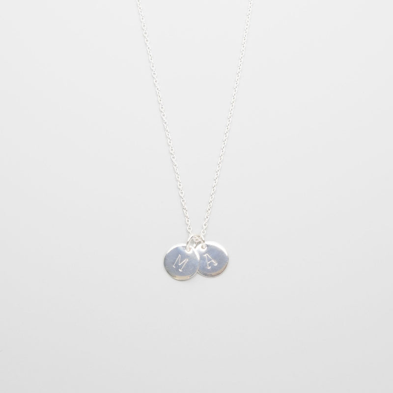 shiny disc necklace - M/L - personalized initials