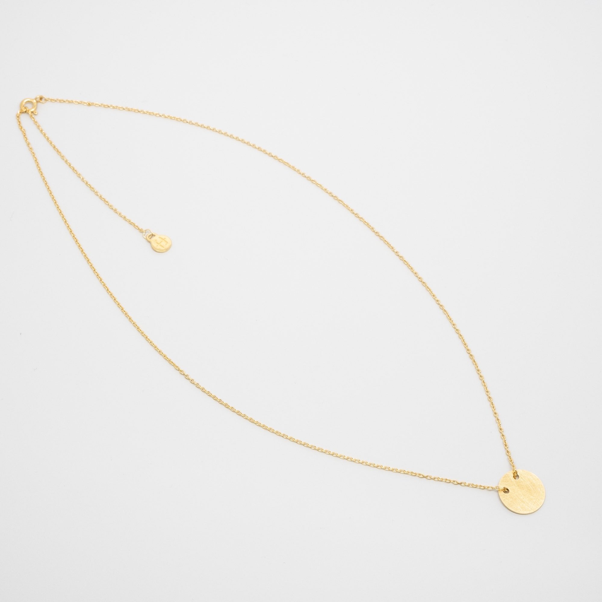 Halskette mit flachen Disc Anhänger gold glänzend