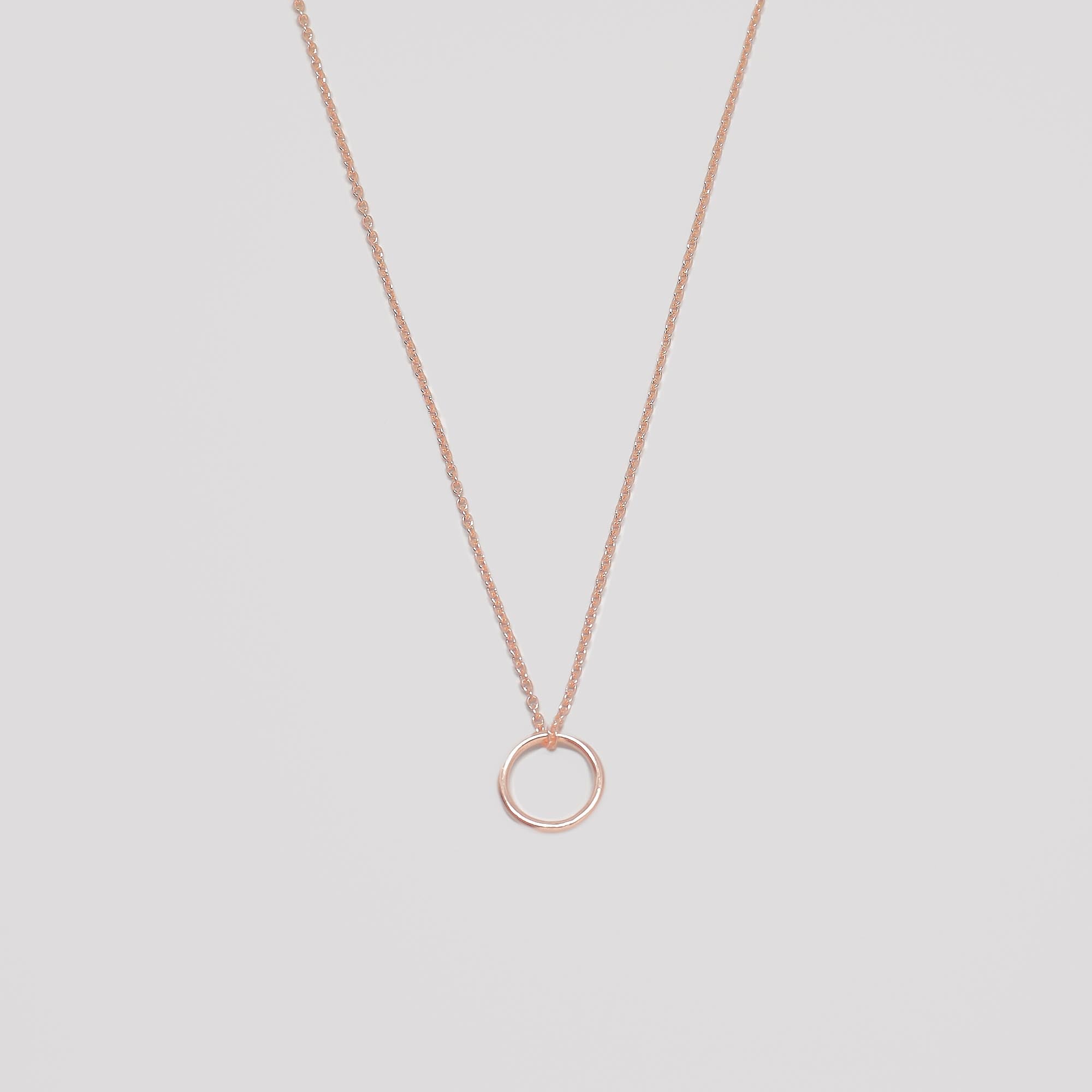 Kette medium circle mit Kreisanhänger 24K rosé vergoldet