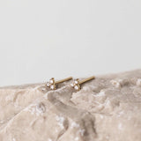 triple diamond stud | solid gold