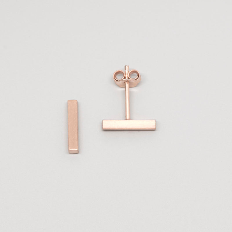 Ohrring bar satin in stabform mattiert, 24K roségold vergoldet