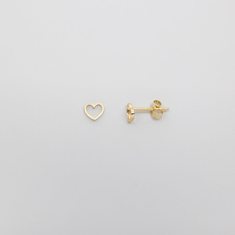 open heart studs | solid gold