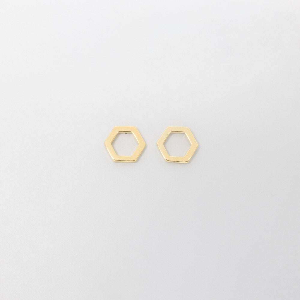 Hexagon Ohrstecker gold