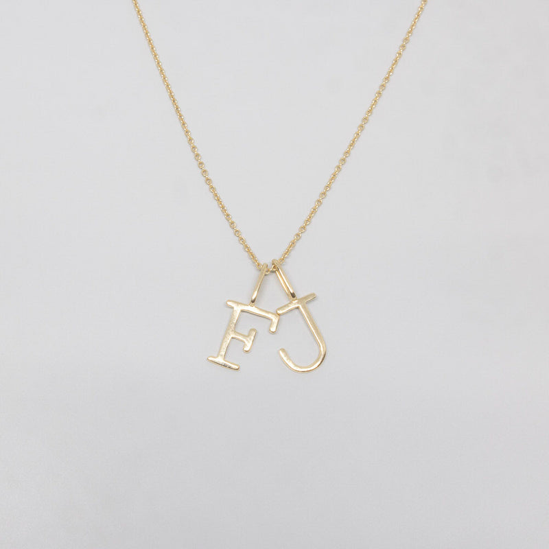 buchstabenkette letter necklace solid gold Buchstaben F und J