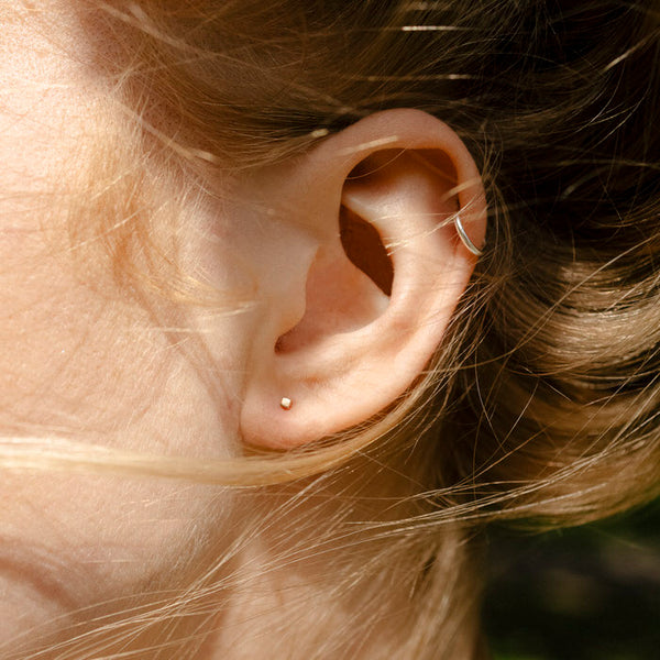 tiny cube stud | solid gold