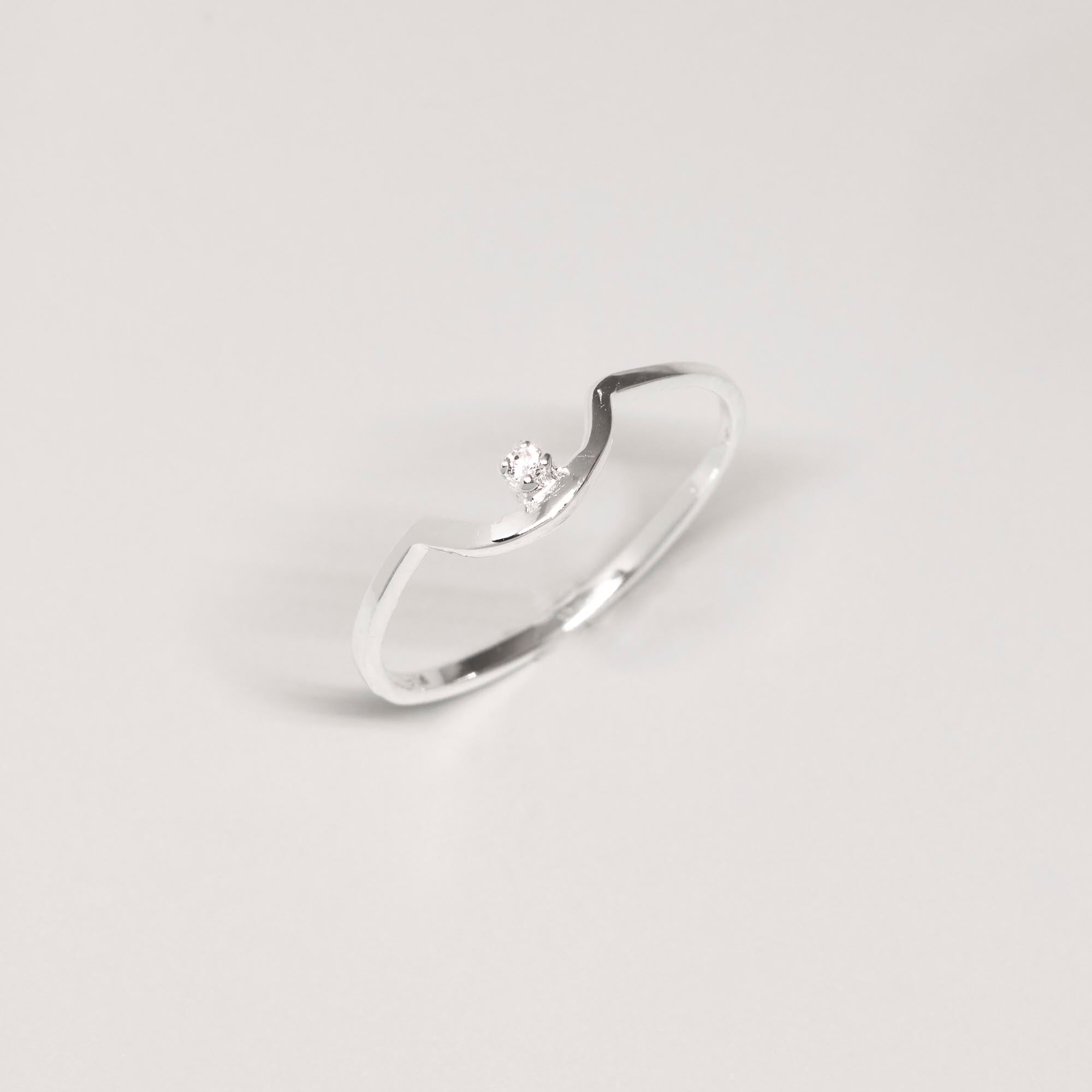Ring circonia curved sterling silber